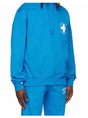 Helmut Lang Knots Lifeguard Blue Hoodie Graphic Back Size M